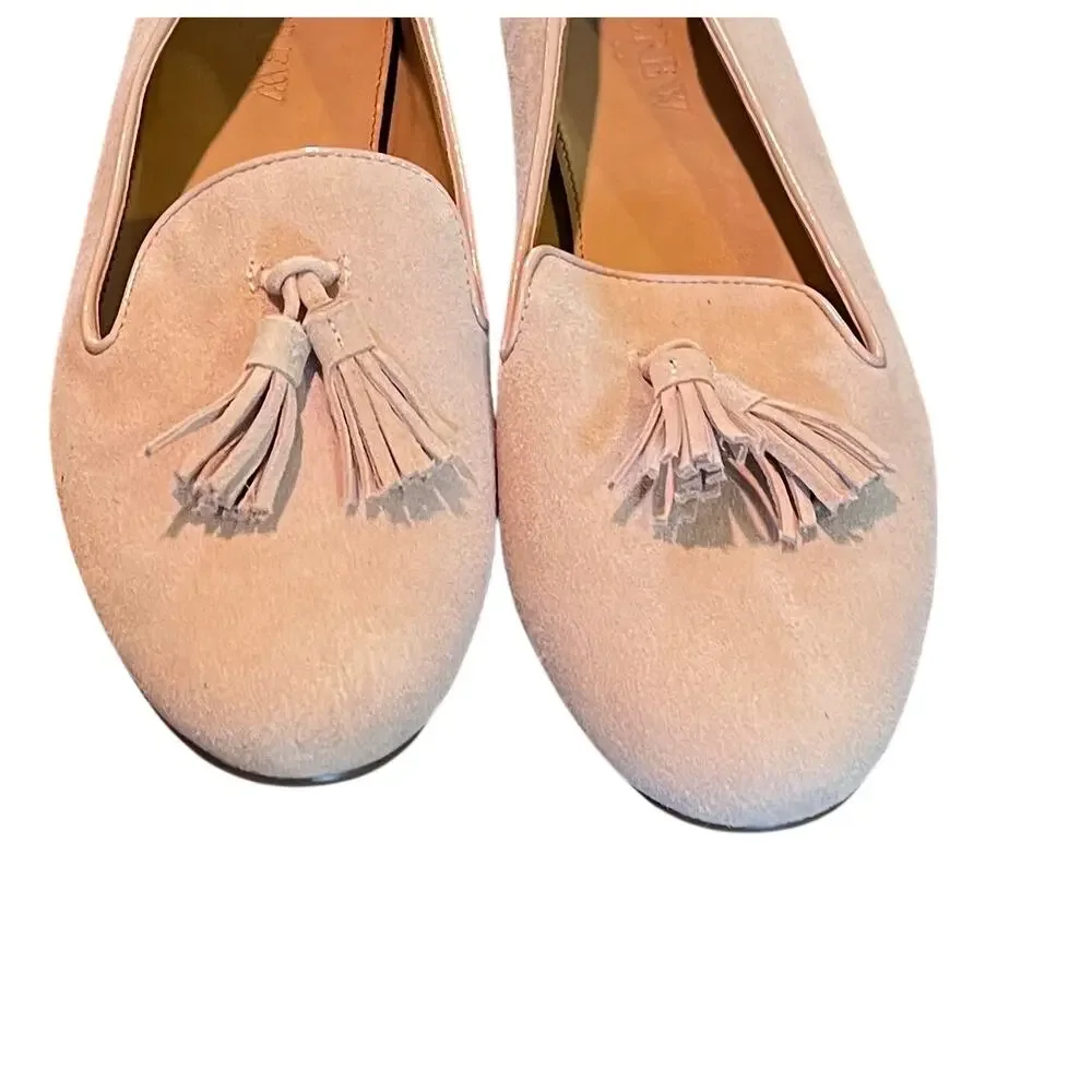 J.Crew Factory Cora Suede Tassel Loafers, Beige/Pink, Classic, Minimalist. Sz 7